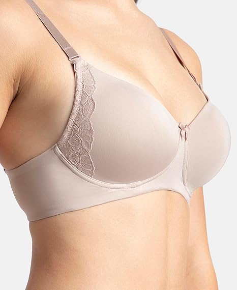 Jockey 1816 Women’s Wirefree Padded Microfiber T-Shirt Bra – Full Coverage Lace Multiway with Adjustable Straps